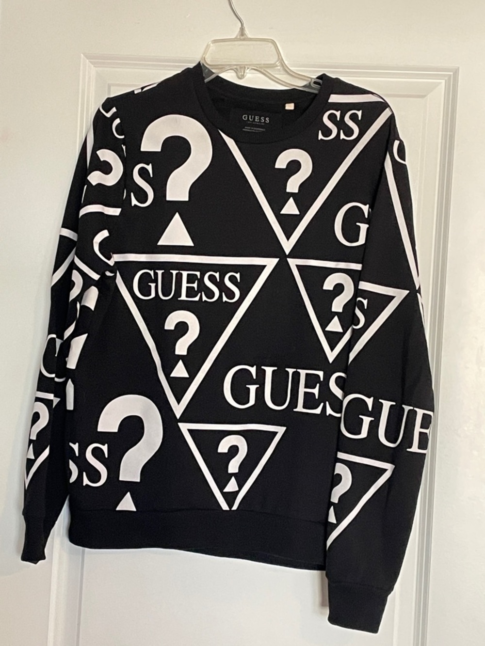 Guess Black and White Logo Graphic Crewneck Sweatshirt $40
